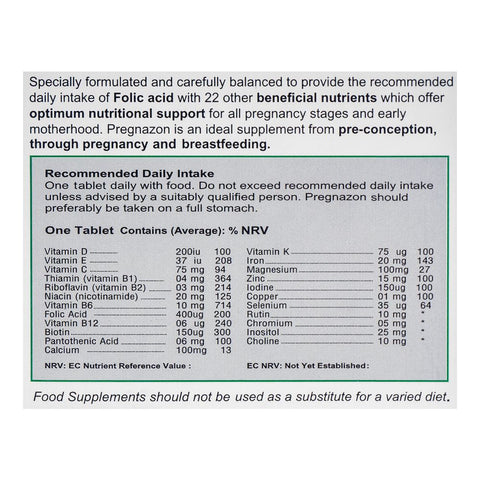Nutra Zone Healthcare Pregnazone One A Day Tablet, 30-Pack product image 3 - Bolanclinic