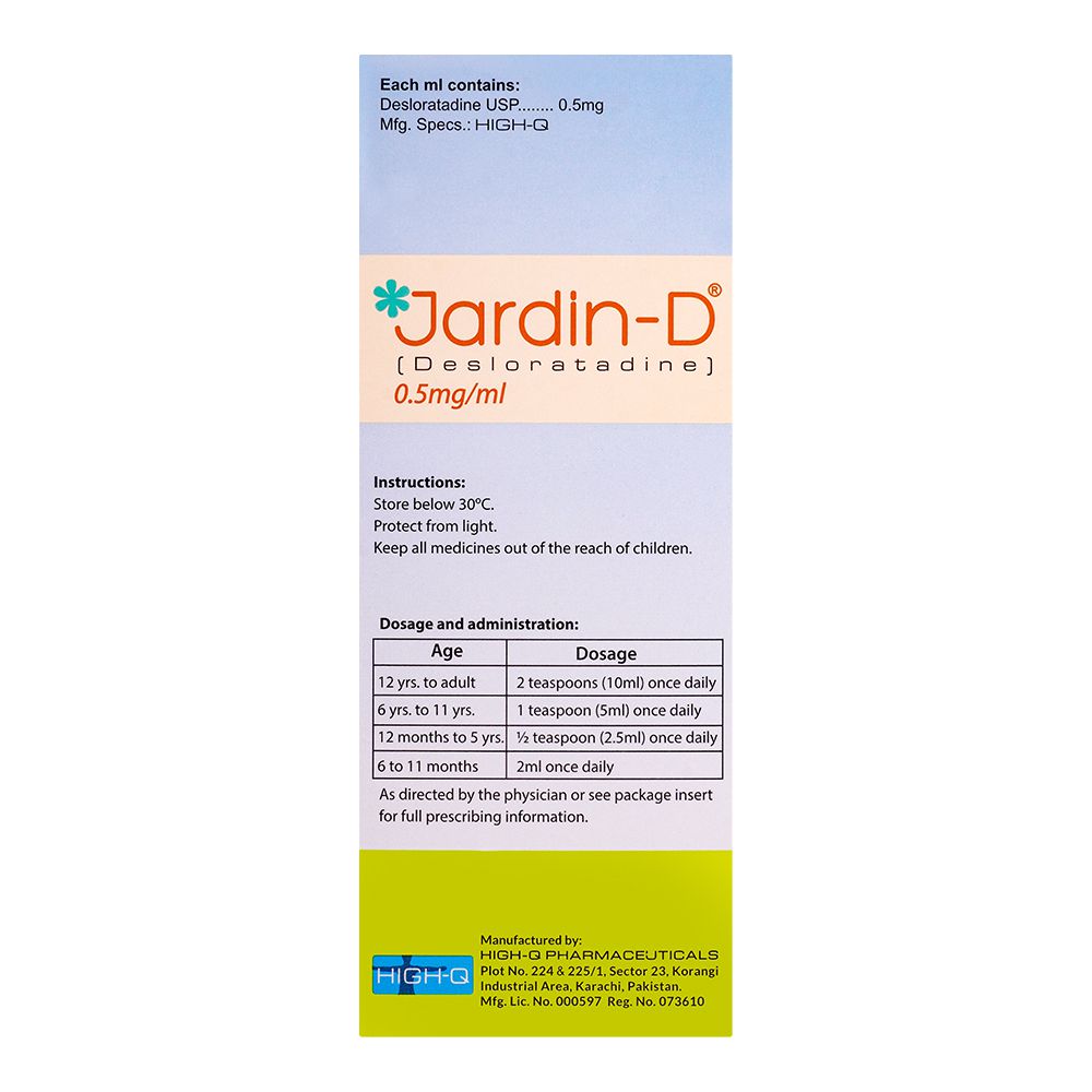 High-Q Pharmaceuticals Jardin-D Syrup, 120ml product image 2 - Bolanclinic