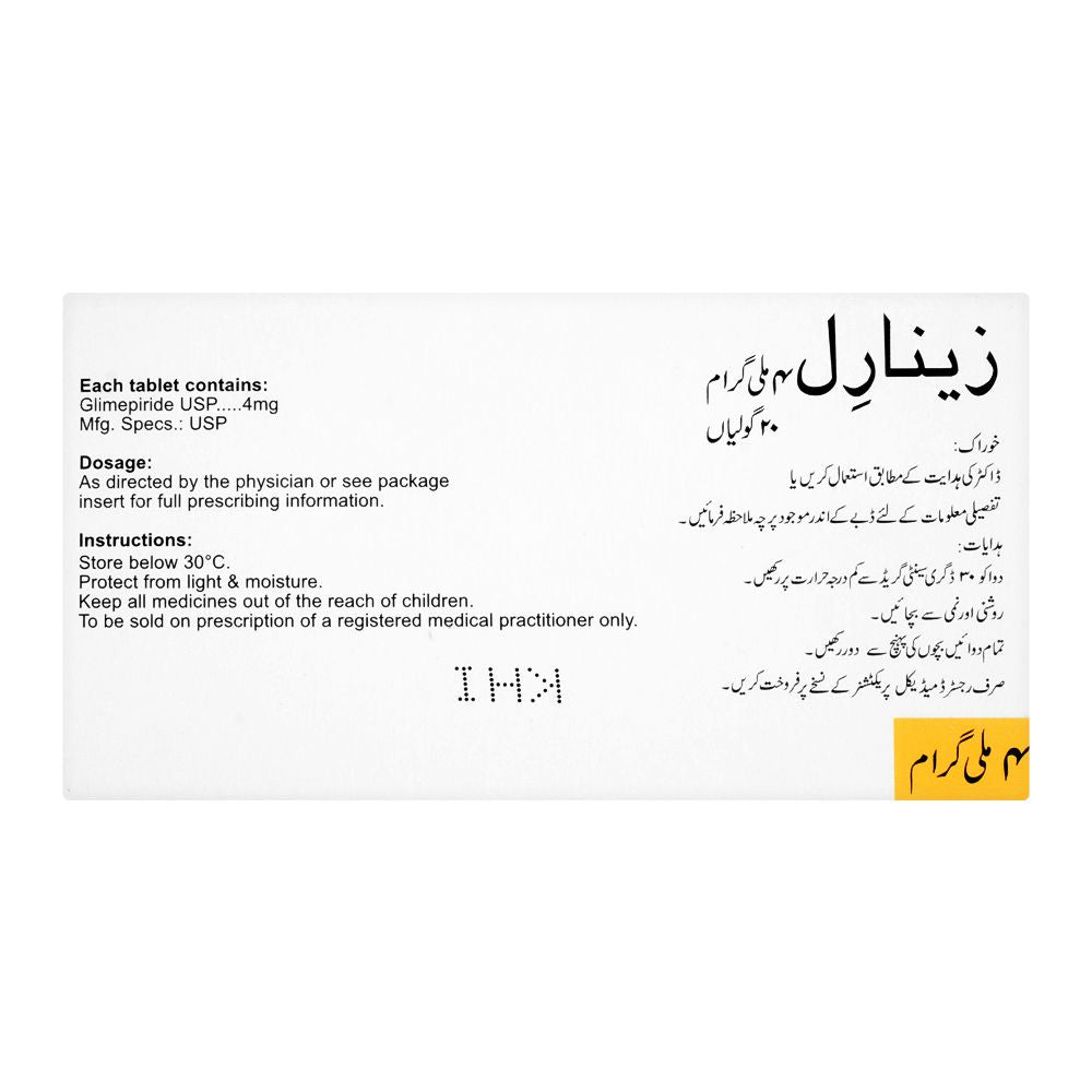 High-Q Pharmaceuticals Zeenaryl Tablet, 4mg, 20-Pack product image 2 - Bolanclinic