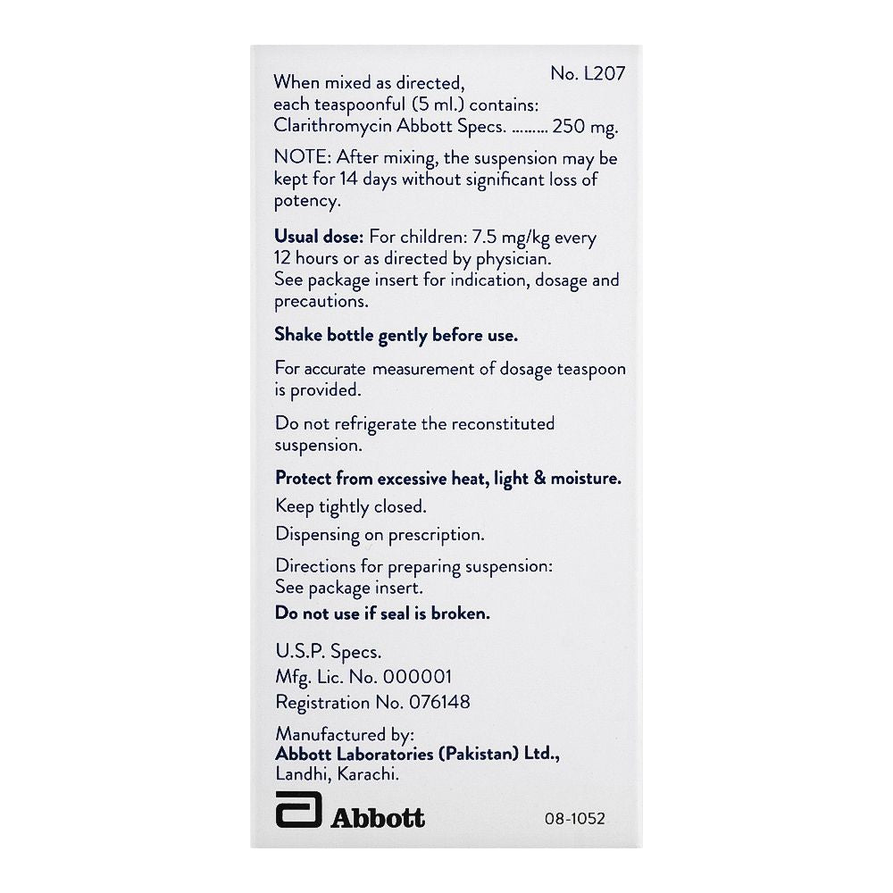 Abbott Klaricid DS Granules, 60ml product image 3 - Bolanclinic