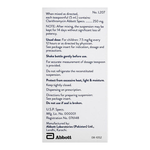 Abbott Klaricid DS Granules, 60ml product image 3 - Bolanclinic