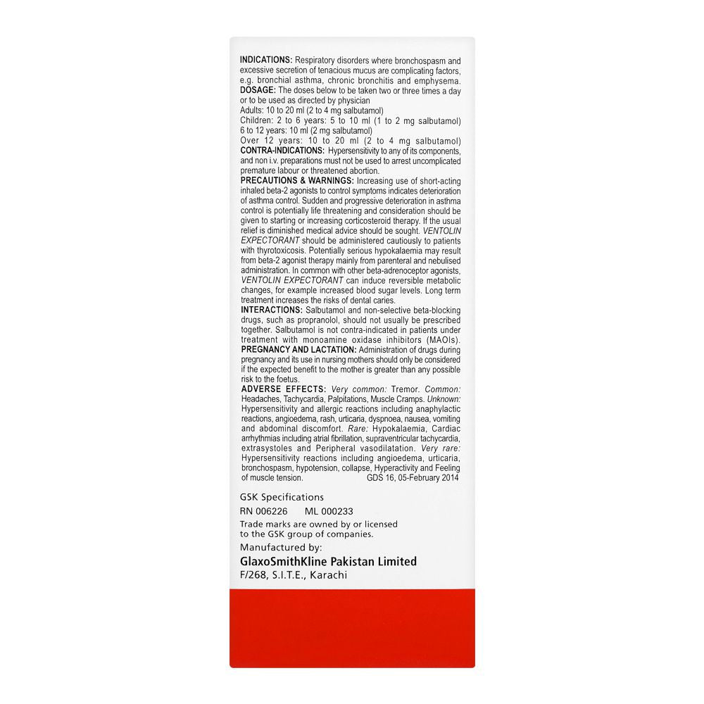 GSK Ventolin Expectorant Sugar-Free, 120ml product image 3 - Bolanclinic
