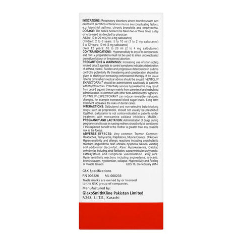 GSK Ventolin Expectorant Sugar-Free, 120ml product image 3 - Bolanclinic