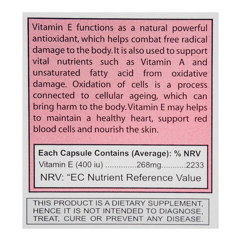 Nutra Zone Healthcare E-Life 400Iu Capsule, 30-Pack product image 3 - Bolanclinic