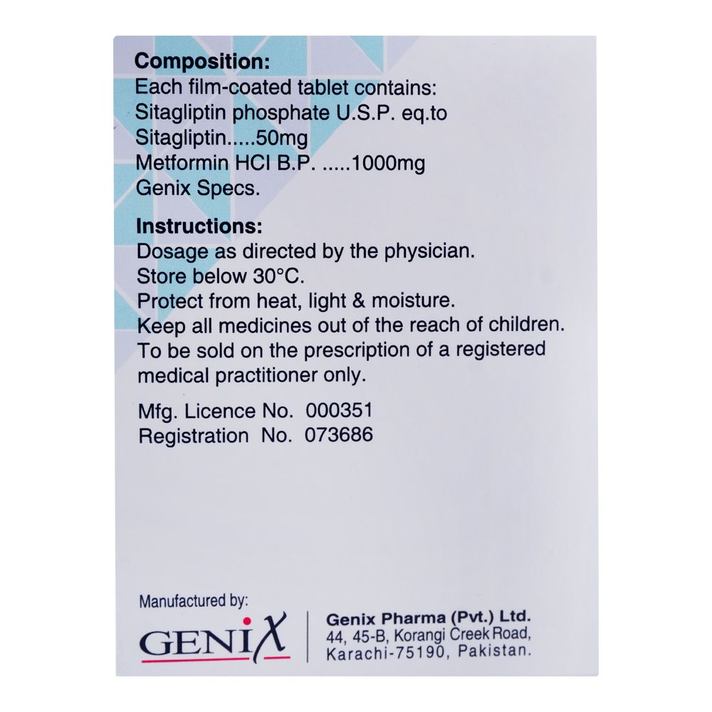 Genix Pharma Gvia-M Tablet, 50mg/1000mg, 14-Pack product image 3 - Bolanclinic