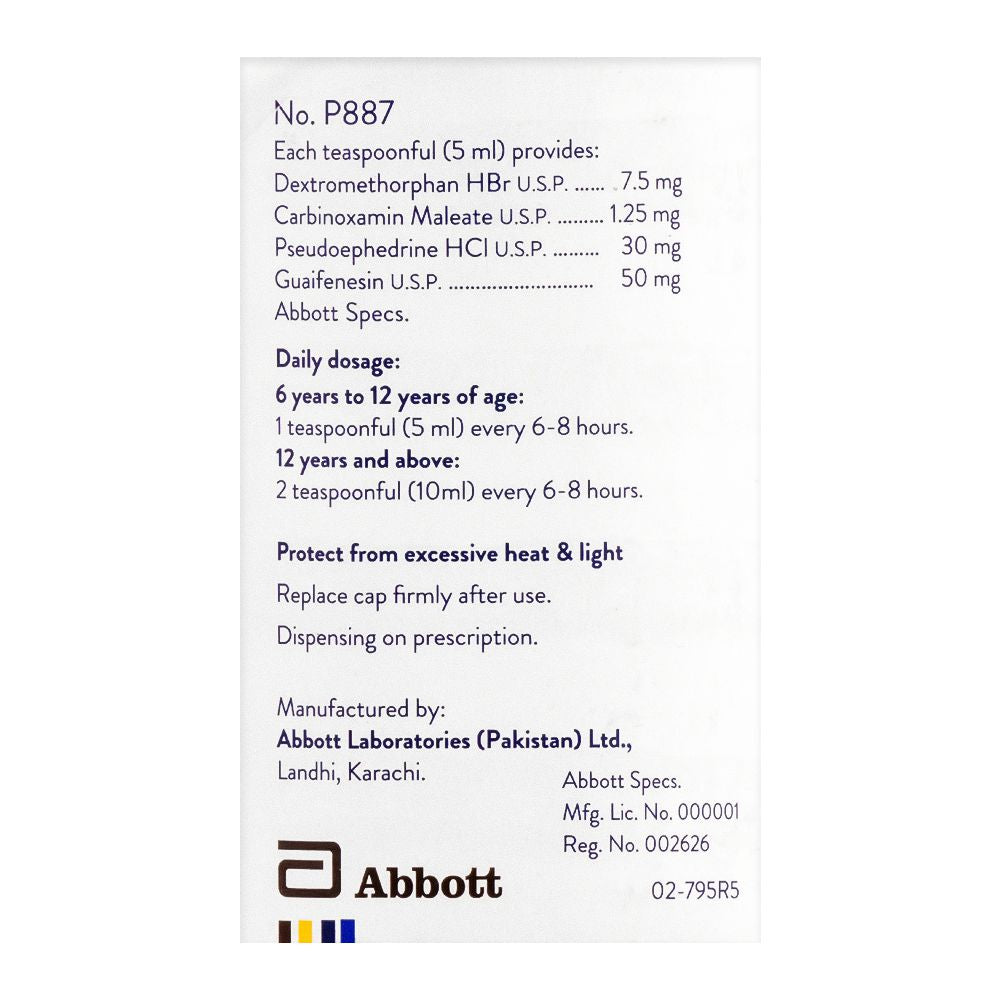 Abbott Rondec C Syrup, 120ml product image 2 - Bolanclinic