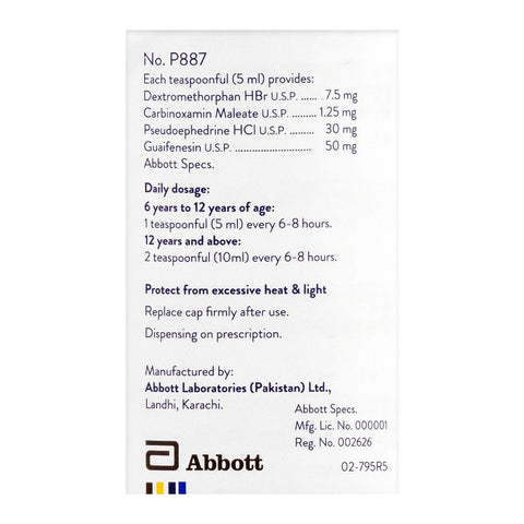 Abbott Rondec C Syrup, 120ml product image 2 - Bolanclinic
