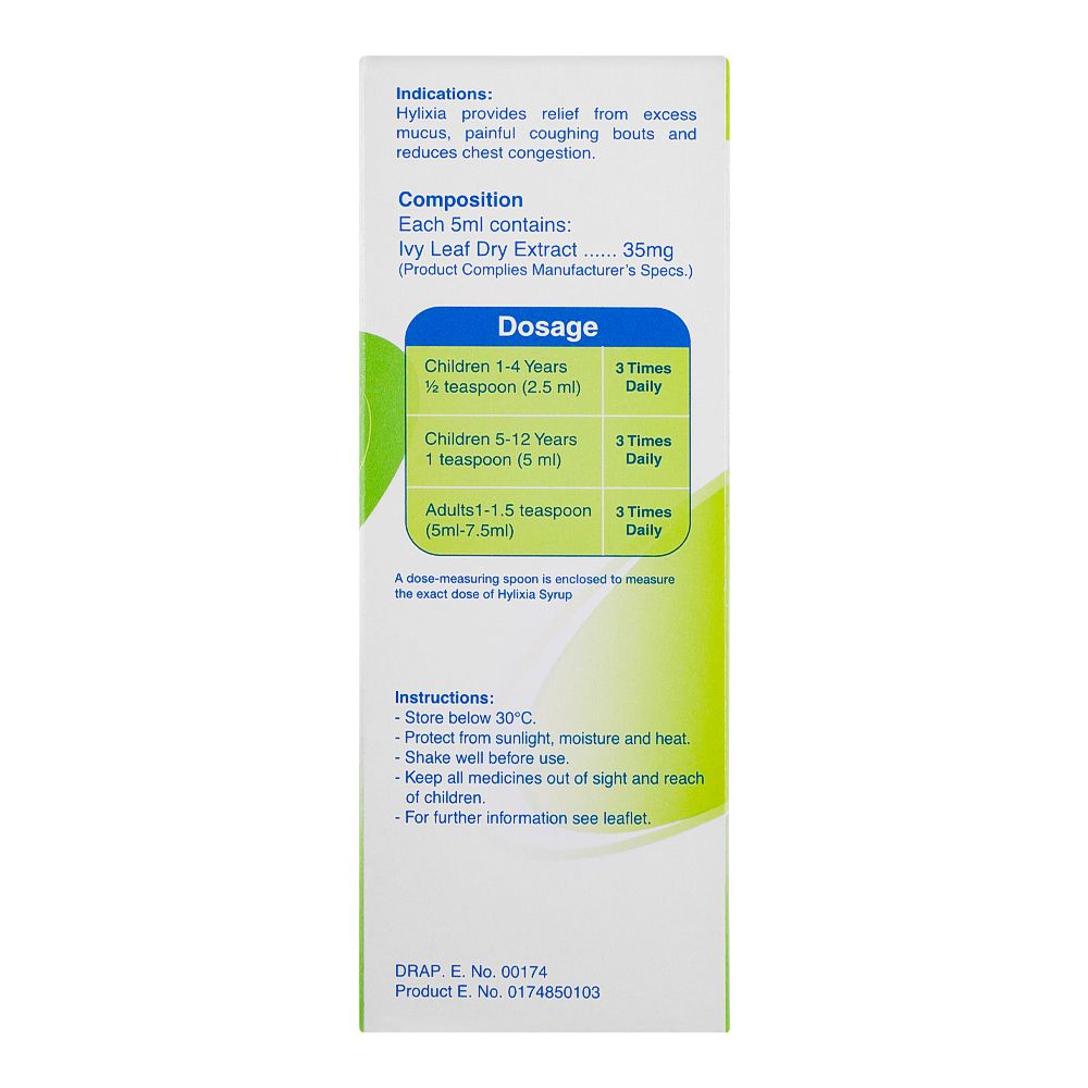 Searle Hylixia Cough Syrup, Suga-Free, 120ml product image 4 - Bolanclinic