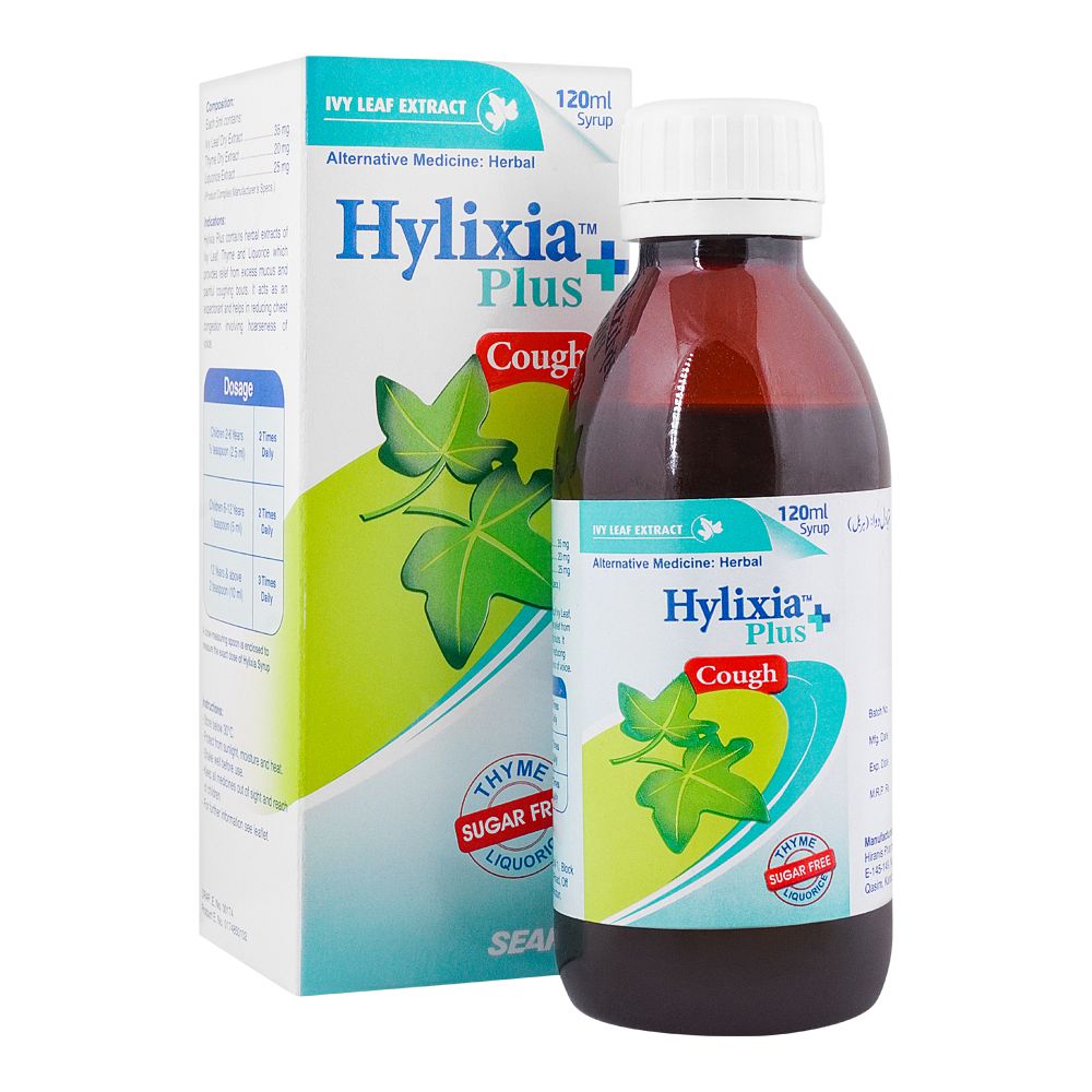 Searle Hylixia+ Plus Cough Syrup, Sugar-Free, 120ml product image - Bolanclinic