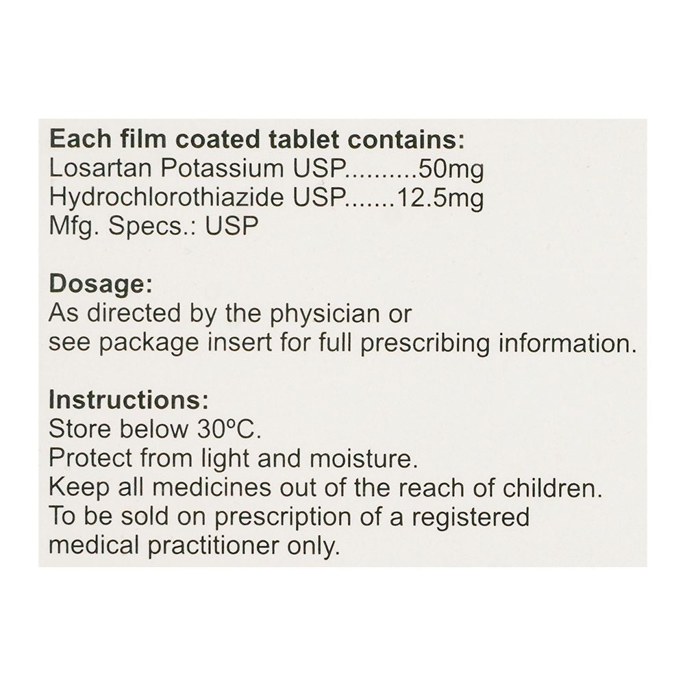 High-Q Pharmaceuticals Qsartan Plus Tablet, 50mg/12.5mg, 20-Pack product image 3 - Bolanclinic
