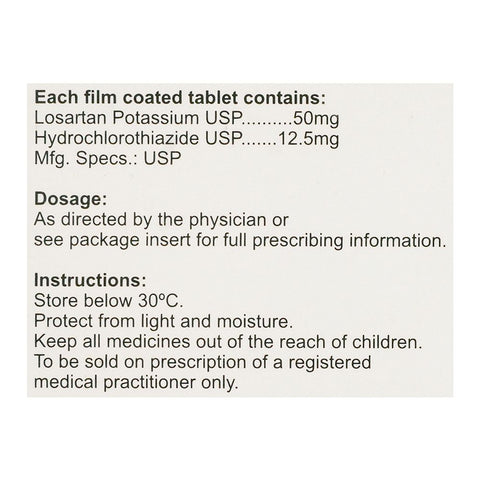 High-Q Pharmaceuticals Qsartan Plus Tablet, 50mg/12.5mg, 20-Pack product image 3 - Bolanclinic