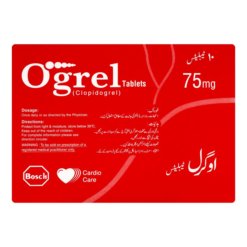 Bosch Pharmaceuticals Ogrel Tablet, 75mg, 10-Pack product image 2 - Bolanclinic
