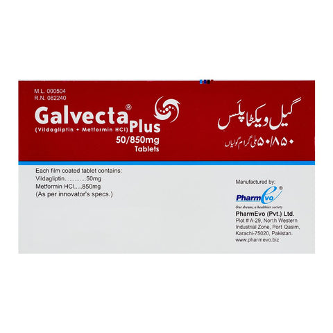 PharmEvo Galvecta Plus Tablet, 50/850mg, 14-Pack product image 2 - Bolanclinic