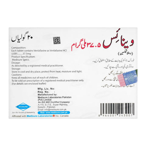 Medisure Laboratories Venice Tablet, 37.5mg, 20-Pack product image 2 - Bolanclinic