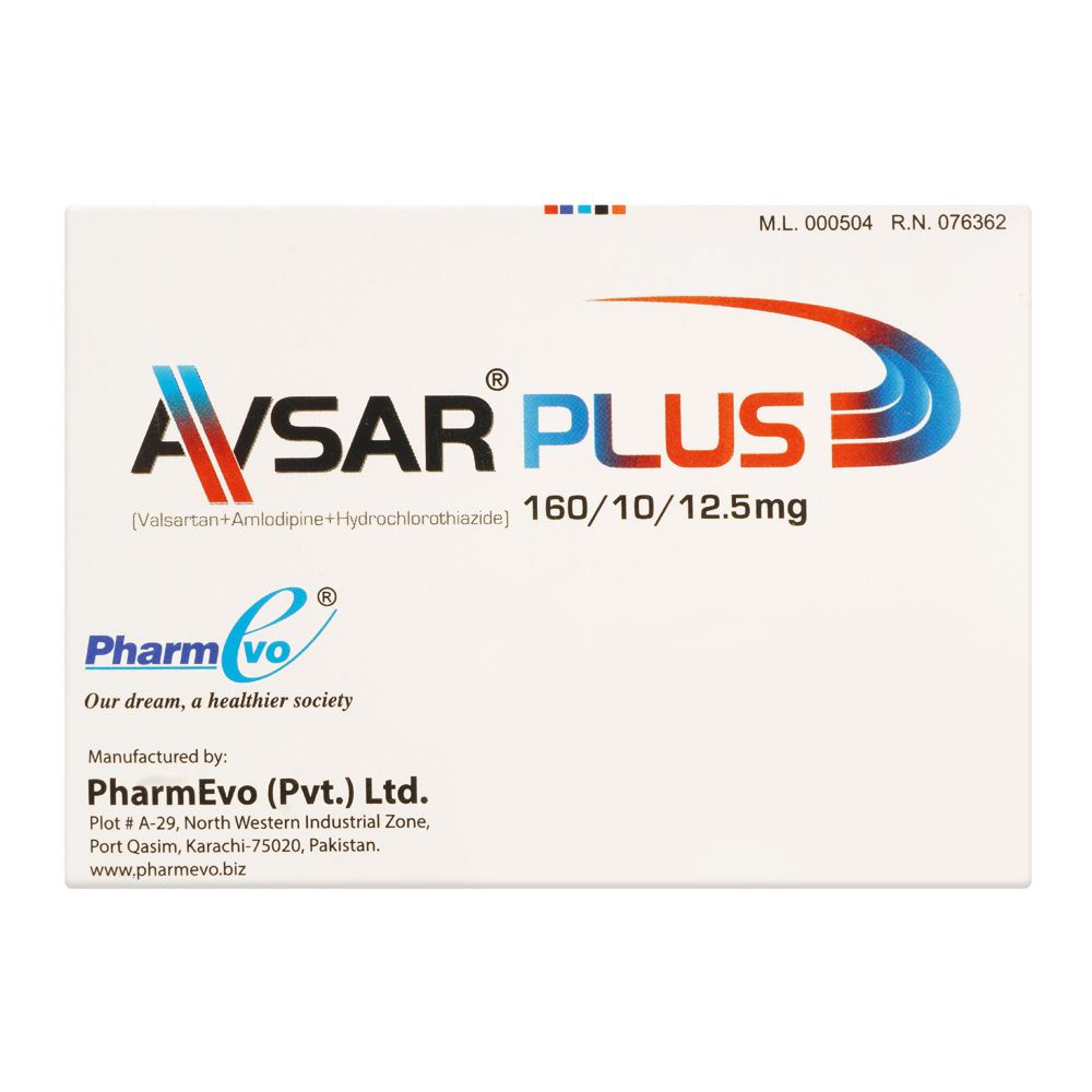 PharmEvo Avsar Plus Tablet, 160/10/12.5mg, 28-Pack product image 2 - Bolanclinic