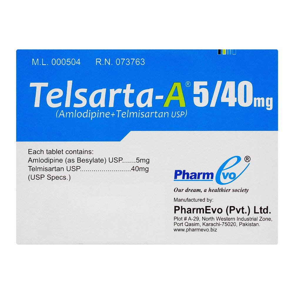 PharmEvo Telsarta-A Tablet, 5/40mg, 14-Pack product image 2 - Bolanclinic