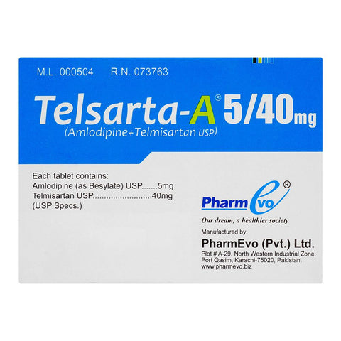 PharmEvo Telsarta-A Tablet, 5/40mg, 14-Pack product image 2 - Bolanclinic