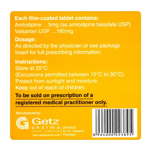 Getz Pharma Covam Tablet, 5mg + 160mg, 14-Pack product image 4 - Bolanclinic