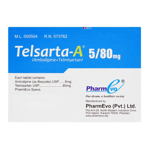 PharmEvo Telsarta-A Tablet, 5/80mg, 14-Pack product image 2 - Bolanclinic