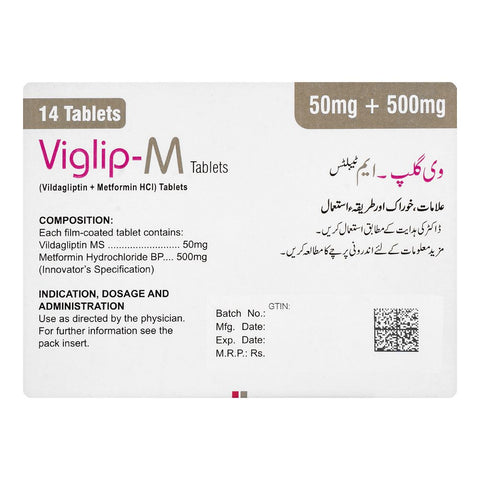 ATCO Laboratories Viglip-M Tablet, 50mg/500mg, 14-Pack product image 2 - Bolanclinic