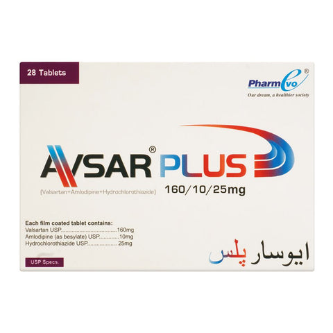 PharmEvo Avsar Plus Tablet, 160/10/25mg, 28-Pack product image 2 - Bolanclinic