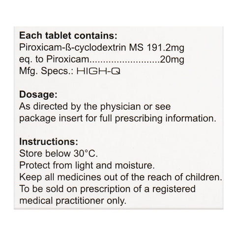 High-Q Pharmaceuticals Pytex Tablet, 20mg, 1-Strip product image 3 - Bolanclinic