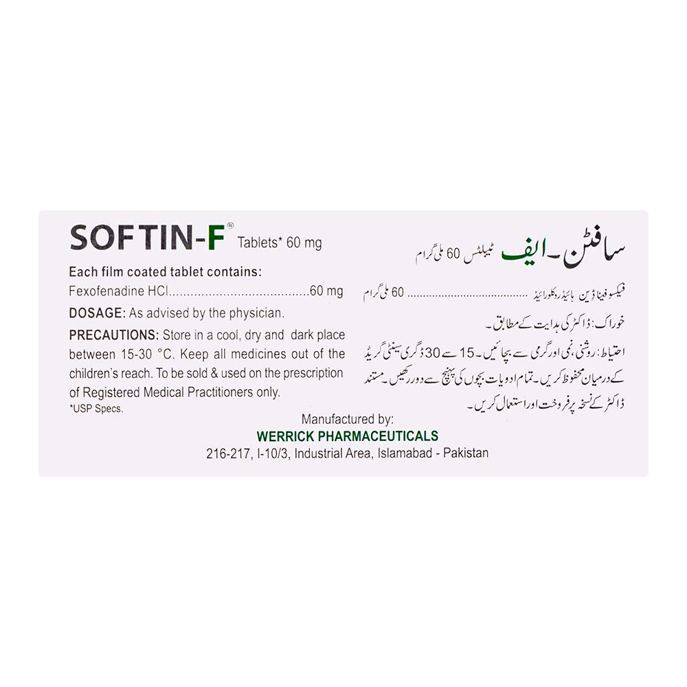 Werrick Pharmaceuticals Softin-F Tablet, 60mg, 10-Pack product image 2 - Bolanclinic