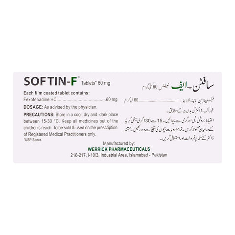 Werrick Pharmaceuticals Softin-F Tablet, 60mg, 10-Pack product image 2 - Bolanclinic
