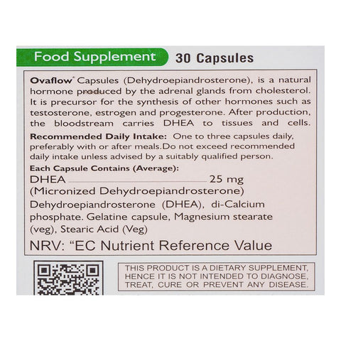 Nutra Zone Healthcare Ovaflow Dhea Capsule, 25mg, 30-Pack product image 3 - Bolanclinic