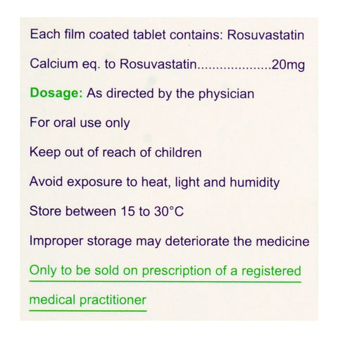 Sami Pharmaceuticals Rosera Tablet, 20mg, 10-Pack product image 3 - Bolanclinic