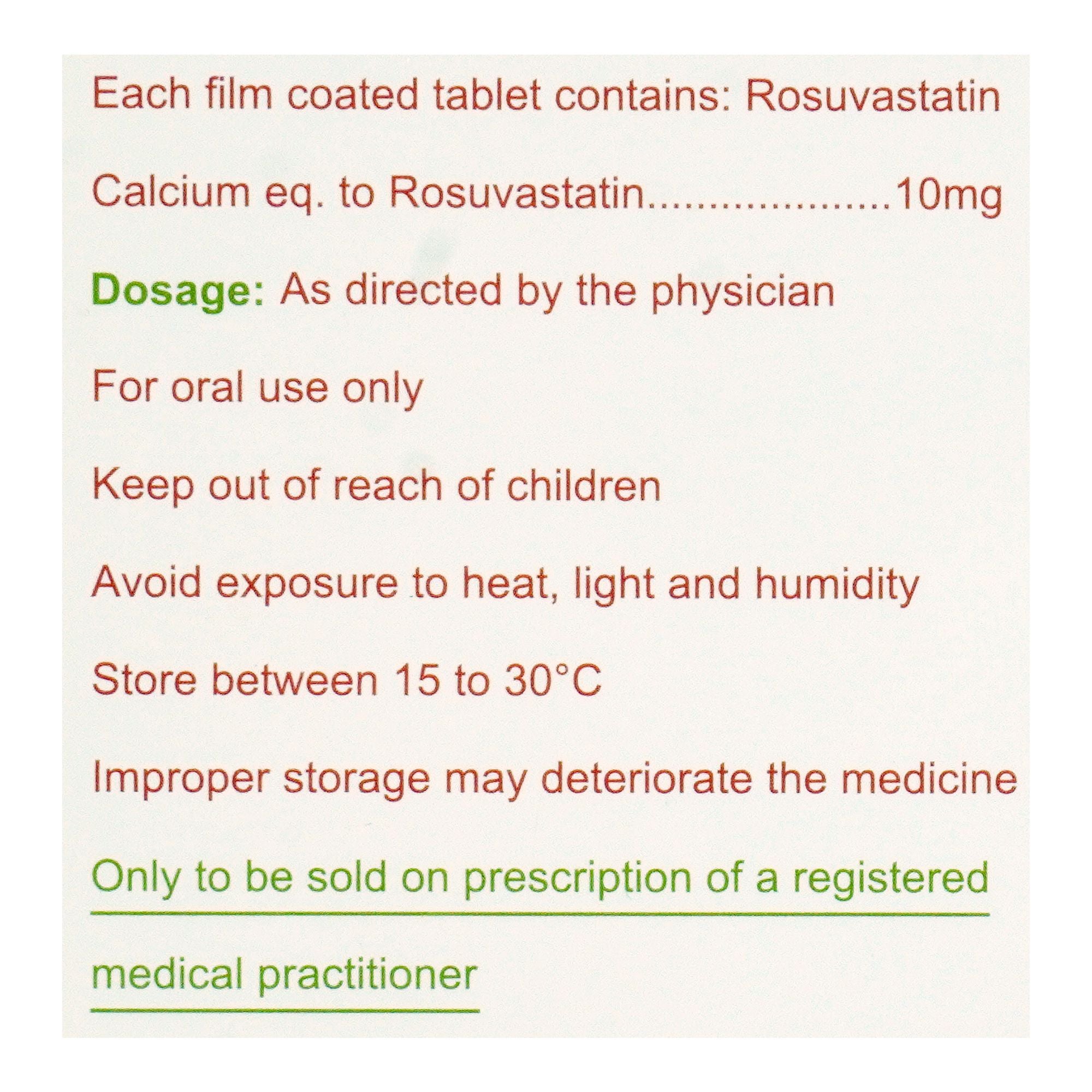Sami Pharmaceuticals Rosera Tablet, 10mg, 10-Pack product image 3 - Bolanclinic