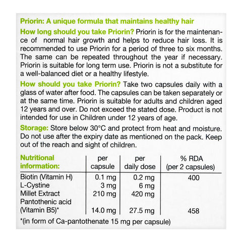 Bayer Pharmaceuticals Priorin Capsule, Maintains Healthy Hair, 60-Pack product image 3 - Bolanclinic