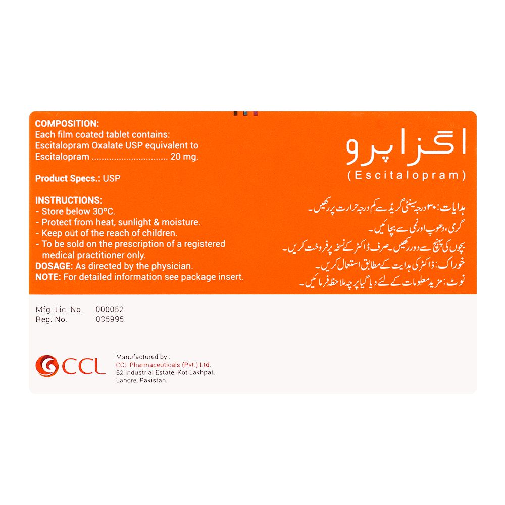 CCL Pharmaceuticals Exapro Tablet, 20mg, 14-Pack product image 2 - Bolanclinic