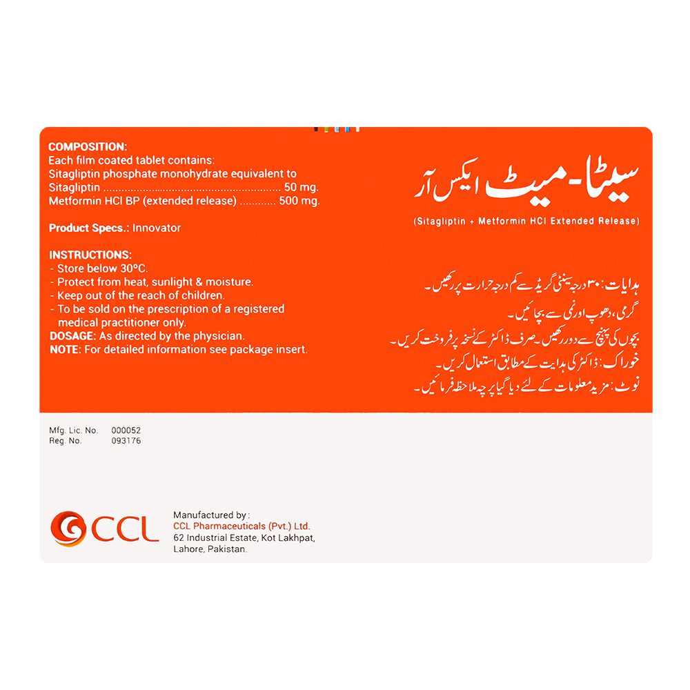 CCL Pharmaceuticals Sita-Met XR Tablet, 50/500mg, 14-Pack product image 2 - Bolanclinic