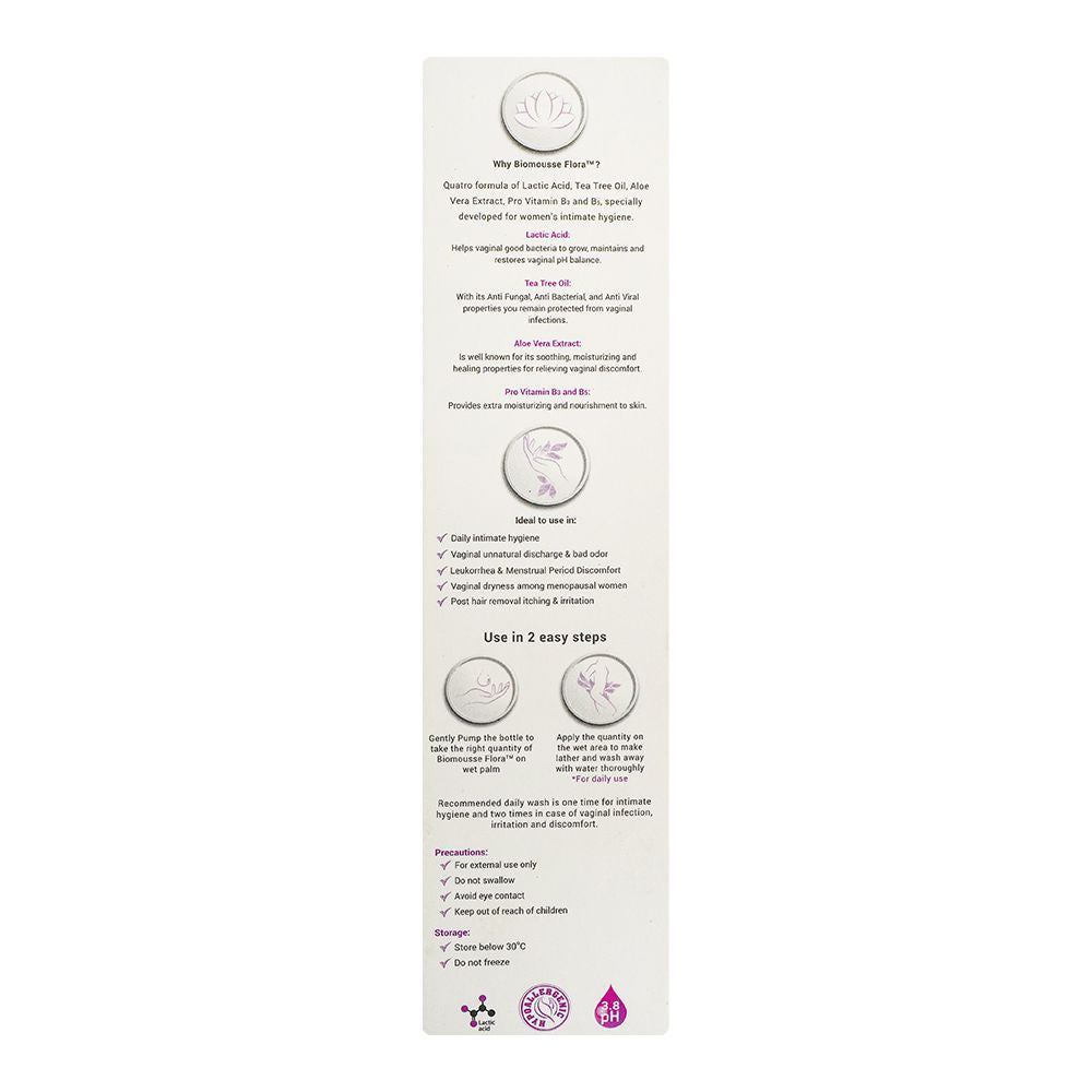 CCL Pharmaceuticals Biomousse Flora Cleanser For Intimate Hygiene, 120ml product image 3 - Bolanclinic