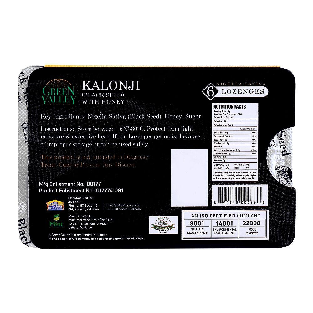 Green Valley Black Seed With Honey Lozenges, 6-Pack product image 2 - Bolanclinic
