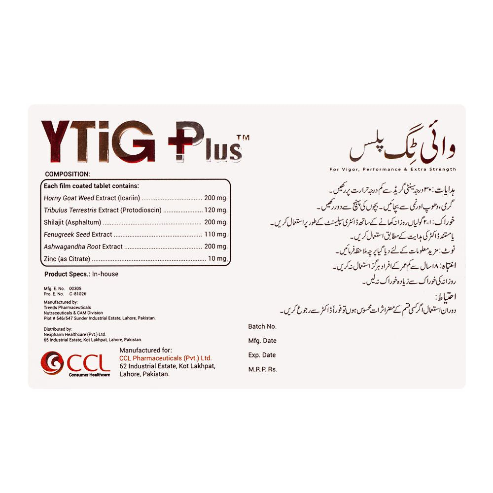 CCL Pharmaceuticals YTig Plus Tablet, 10-Pack product image 2 - Bolanclinic