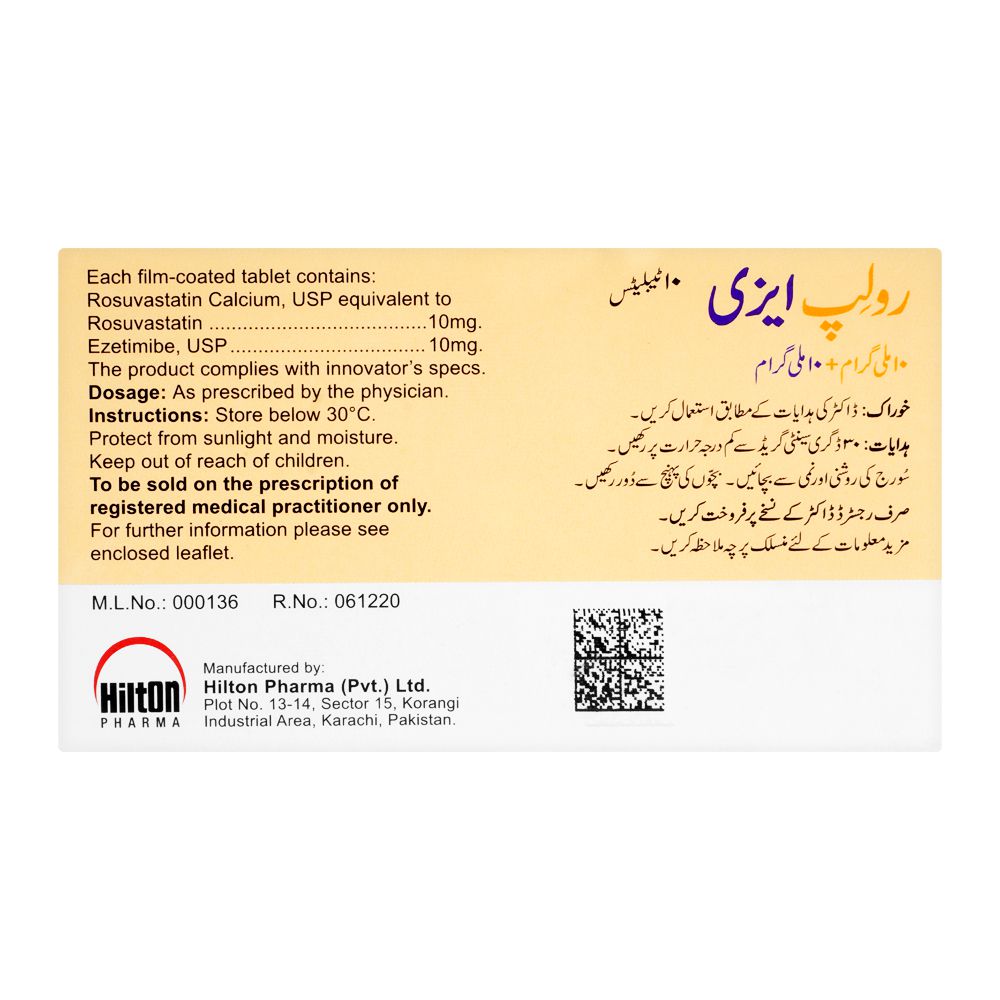 Hilton Pharma Rolip Eze Tablet, 10mg+10mg, 10-Pack product image 2 - Bolanclinic