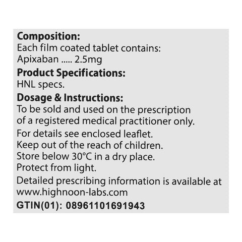 Highnoon Laboratories Apiban Tablet, 2.5mg, 30-Pack product image 3 - Bolanclinic