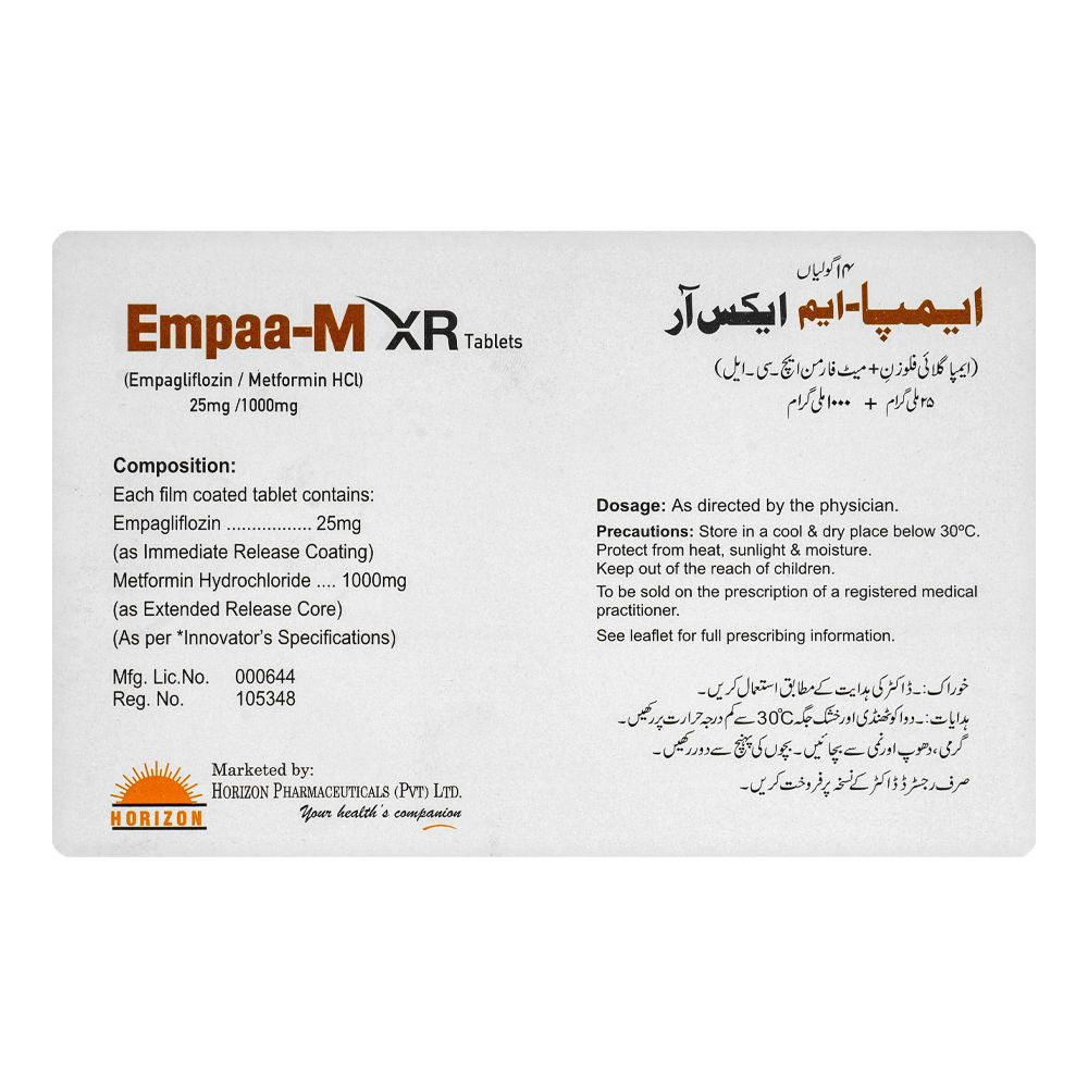 Horizon Pharma Empaa-M XR Tablet, 25mg/1000mg, 14-Pack product image 2 - Bolanclinic