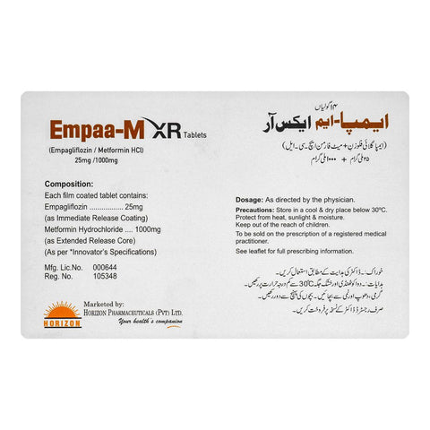 Horizon Pharma Empaa-M XR Tablet, 25mg/1000mg, 14-Pack product image 2 - Bolanclinic