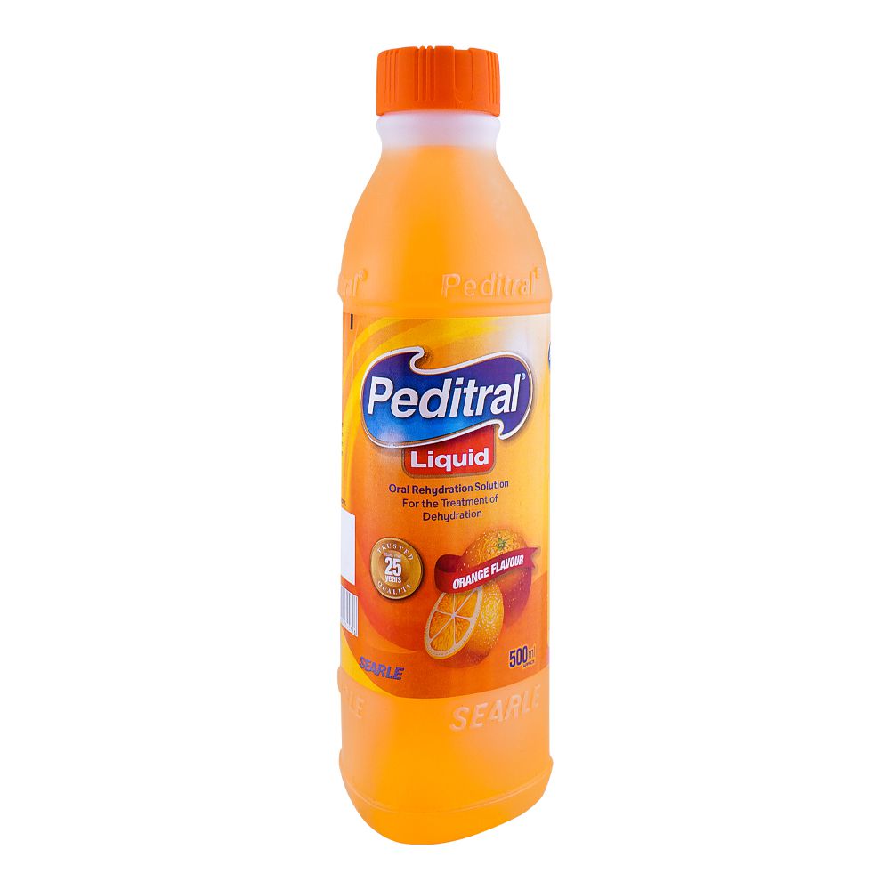 Searle Peditral Liquid Orange Oral Rehydration Solution, 500ml product image - Bolanclinic