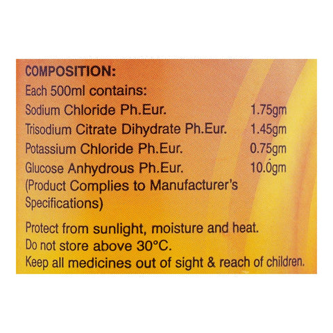 Searle Peditral Liquid Orange Oral Rehydration Solution, 500ml product image 4 - Bolanclinic
