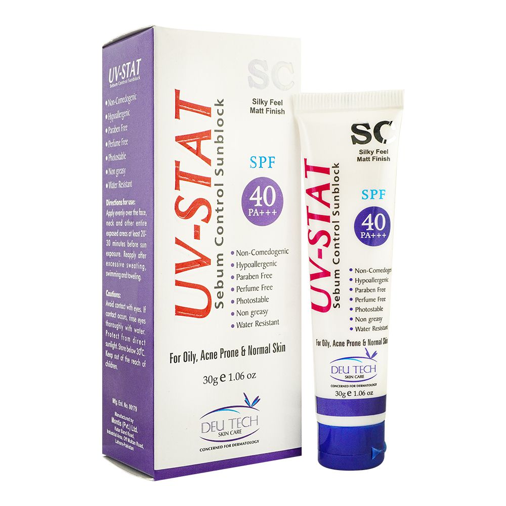 Deu Tech UV-Stat SC Sebum Control Sunblock, For Oily, Acne Prone & Normal Skin, 30g product image - Bolanclinic