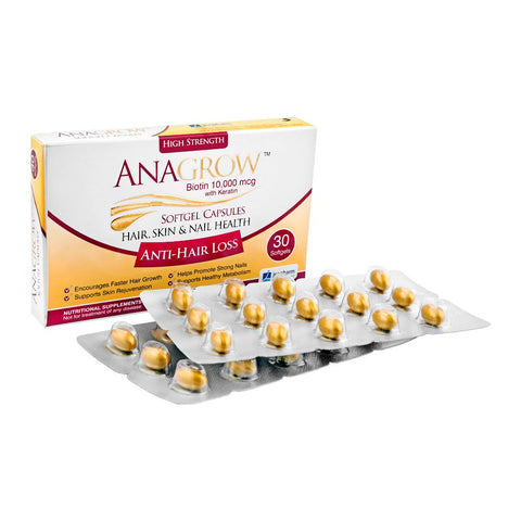 Jen Pharm Anagrow Biotin 10000mcg With Keratin, Soft Gel Capsules, 30-Pack product image 3 - Bolanclinic