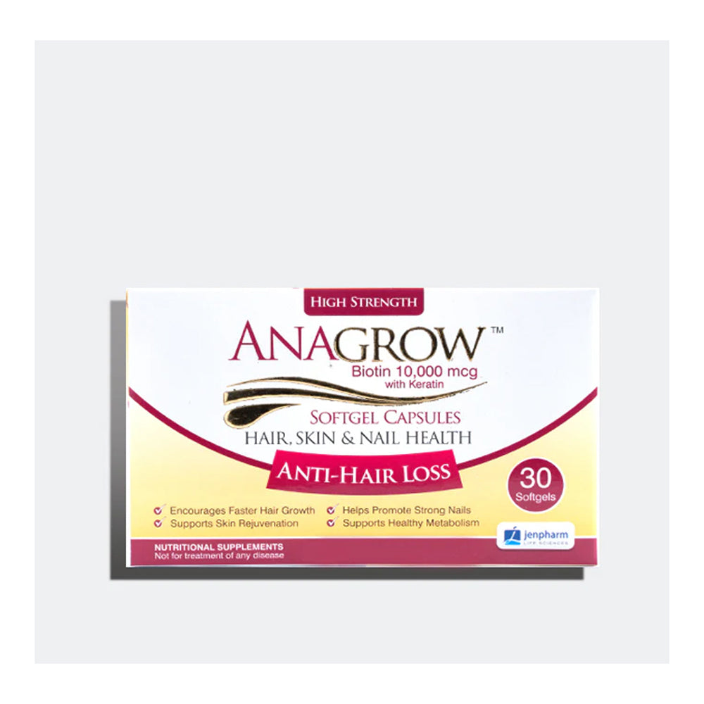 Jen Pharm Anagrow Biotin 10000mcg With Keratin, Soft Gel Capsules, 30-Pack product image - Bolanclinic