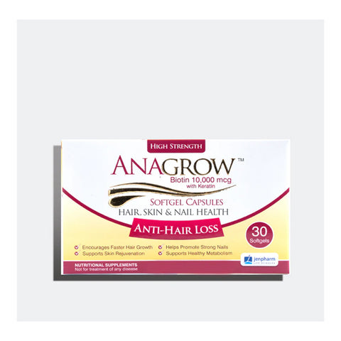 Jen Pharm Anagrow Biotin 10000mcg With Keratin, Soft Gel Capsules, 30-Pack product image - Bolanclinic