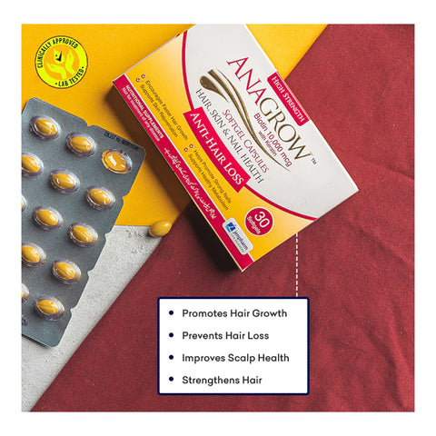 Jen Pharm Anagrow Biotin 10000mcg With Keratin, Soft Gel Capsules, 30-Pack product image 2 - Bolanclinic