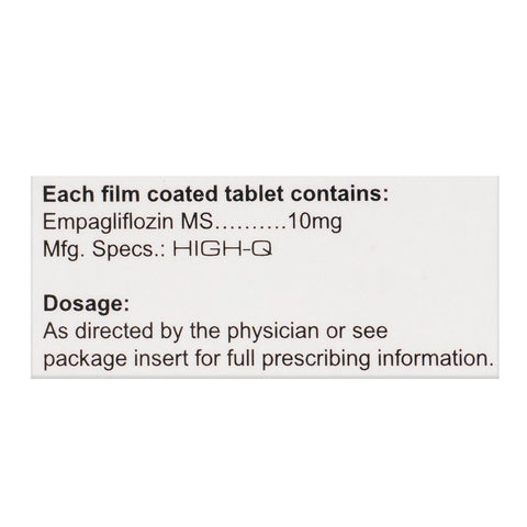 High-Q Pharmaceuticals Empagli Tablet, 10mg, 14-Pack product image 4 - Bolanclinic