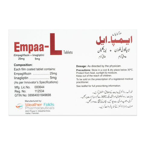 Horizon Pharma Empaa-L Tablet, 25mg+5mg, 14-Pack product image 2 - Bolanclinic